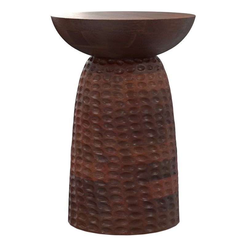 Pemberly Row Boyd 16 in Mango Wood Accent Table in Warm Dark Brown Finish