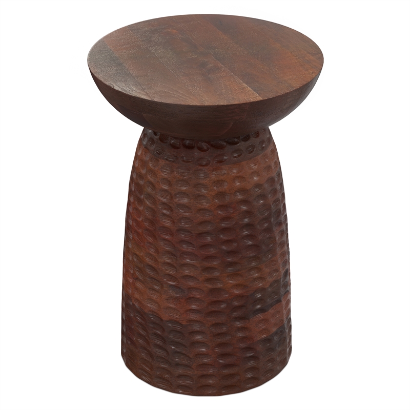 Pemberly Row Boyd 16 in Mango Wood Accent Table in Warm Dark Brown Finish