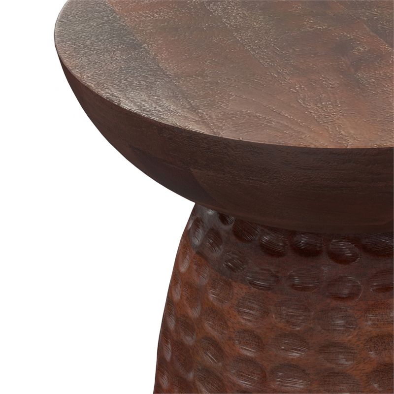 Pemberly Row Boyd 16 in Mango Wood Accent Table in Warm Dark Brown Finish
