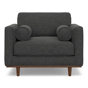 Pemberly Row 42&quot Wide Mid-Century Armchair in Charcoal Grey Fabric