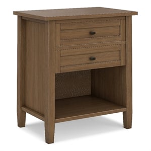 Pemberly Row 24&quot Wide Transitional Pine Nightstand in Aged Brown