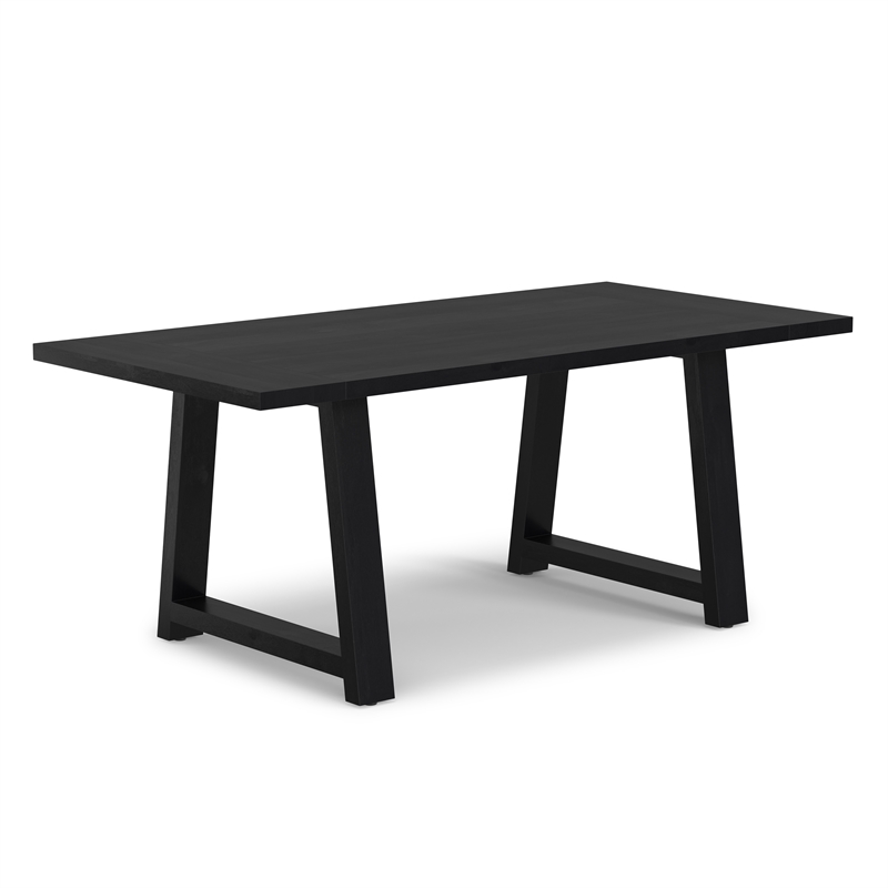 Pemberly Row 72 in Mango Wood Farmhouse Dining Table in Black Finish
