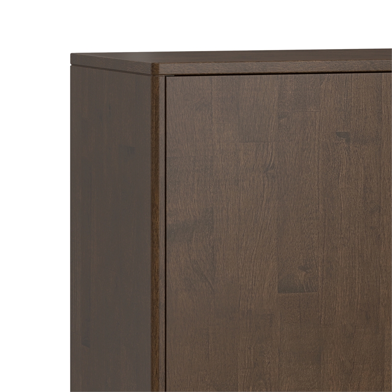 Pemberly Row Harper Solid Rubberwood Sideboard in Walnut Brown with 3 Drawers