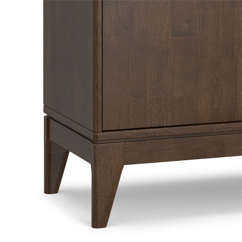 Pemberly Row Harper Solid Rubberwood Sideboard in Walnut Brown with 3 Drawers