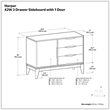 Pemberly Row Harper Solid Rubberwood Sideboard in Walnut Brown with 3 Drawers