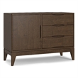 Pemberly Row Harper Solid Rubberwood Sideboard in Walnut Brown with 3 Drawers