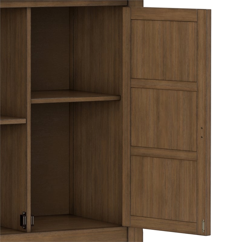 Pemberly Row Burlington Solid Wood Low Storage Cabinet in Aged Brown