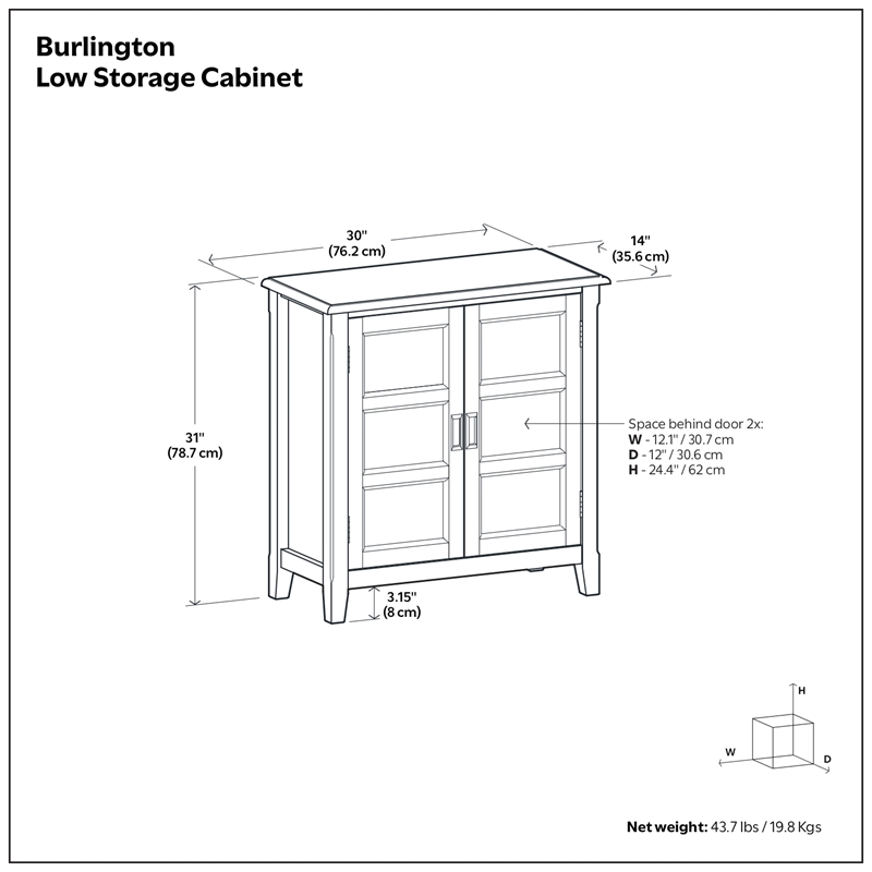 Pemberly Row Burlington Solid Wood Low Storage Cabinet in Aged Brown