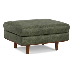 Pemberly Row Morrison 33&quot Wide Ottoman in Genuine Moss Green Leather
