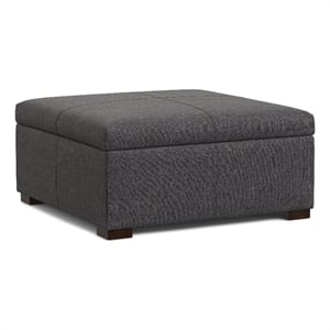 Pemberly Row Gabbie 36&quot Square Storage Ottoman in Slate Grey Fabric