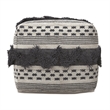 Pemberly Row Bowden Hand Woven Cotton Pouf Ottoman in Grey and Ivory
