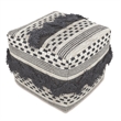 Pemberly Row Bowden Hand Woven Cotton Pouf Ottoman in Grey and Ivory