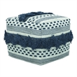 Pemberly Row Bowden Hand Woven Cotton Pouf Ottoman in Grey and Ivory