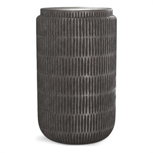 Pemberly Row Cylindrical Metal Side Table in Graphite Finish