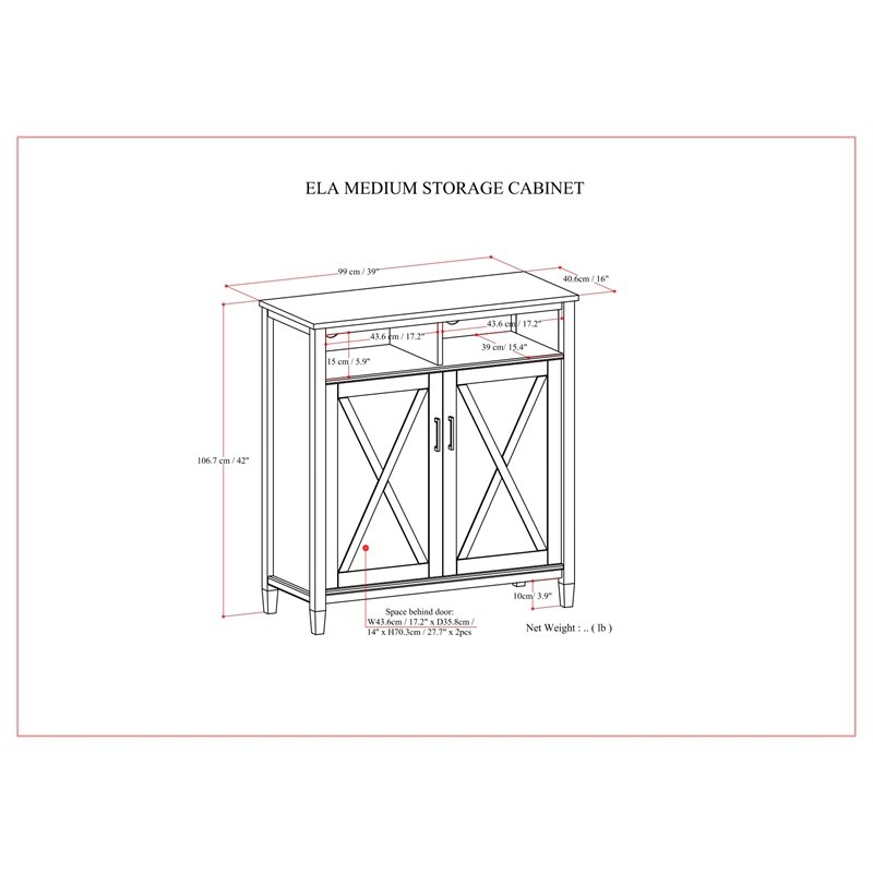 Pemberly Row 39 in Smoky Brown Solid Wood Storage Cabinet with Doors