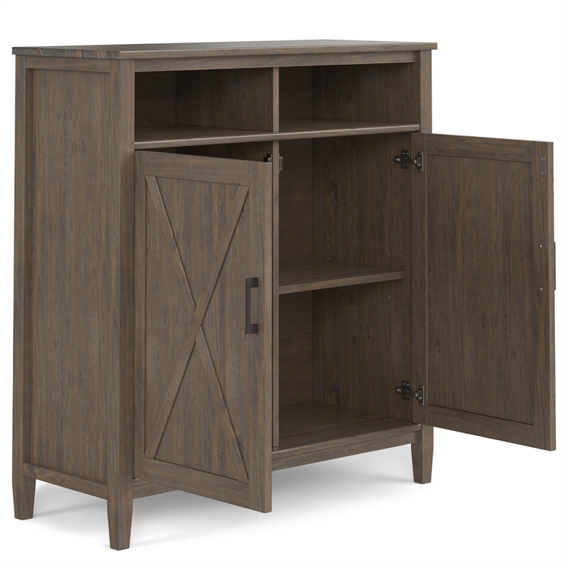 Pemberly Row 39 in Smoky Brown Solid Wood Storage Cabinet with Doors