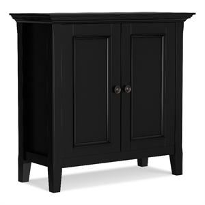 Pemberly Row 32&quot Pine Low Storage Cabinet in Black Finish