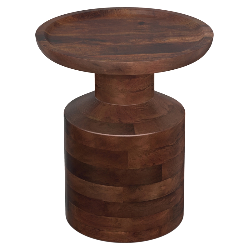 Pemberly Row 16 in Wide Mango Wood Accent Table in Dark Brown Finish