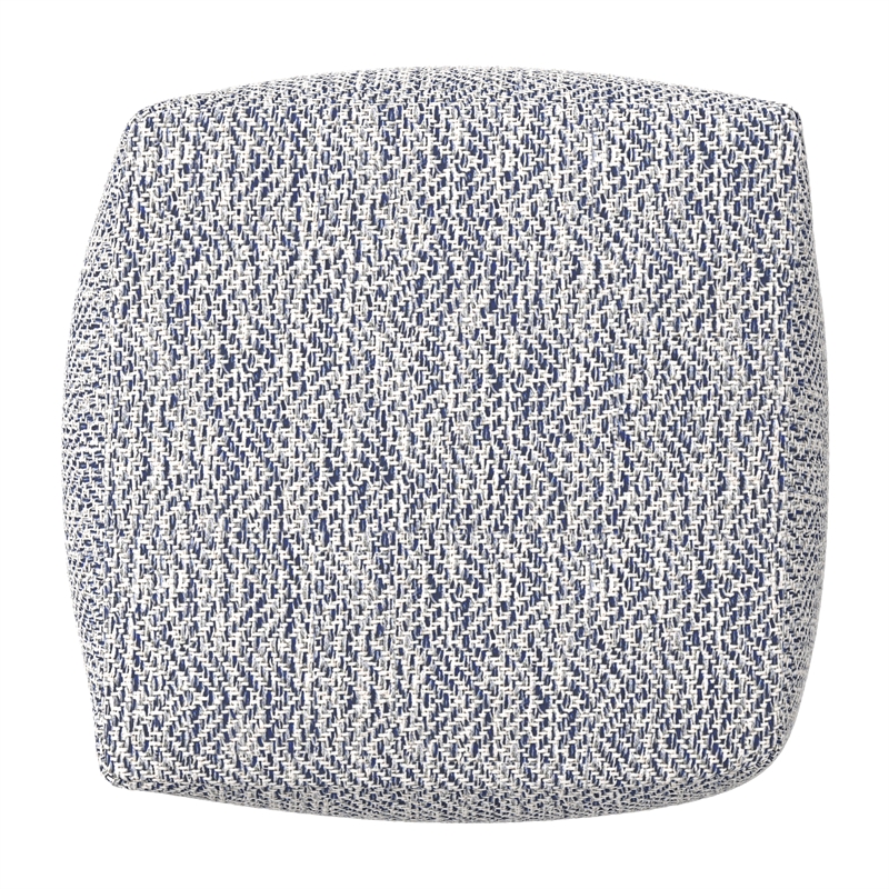 Pemberly Row 18 in Wide Boho Square Pouf in Denim Melange Cotton