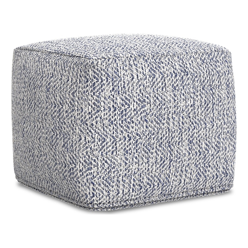 Pemberly Row 18 in Wide Boho Square Pouf in Denim Melange Cotton