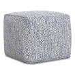 Pemberly Row 18 in Wide Boho Square Pouf in Denim Melange Cotton