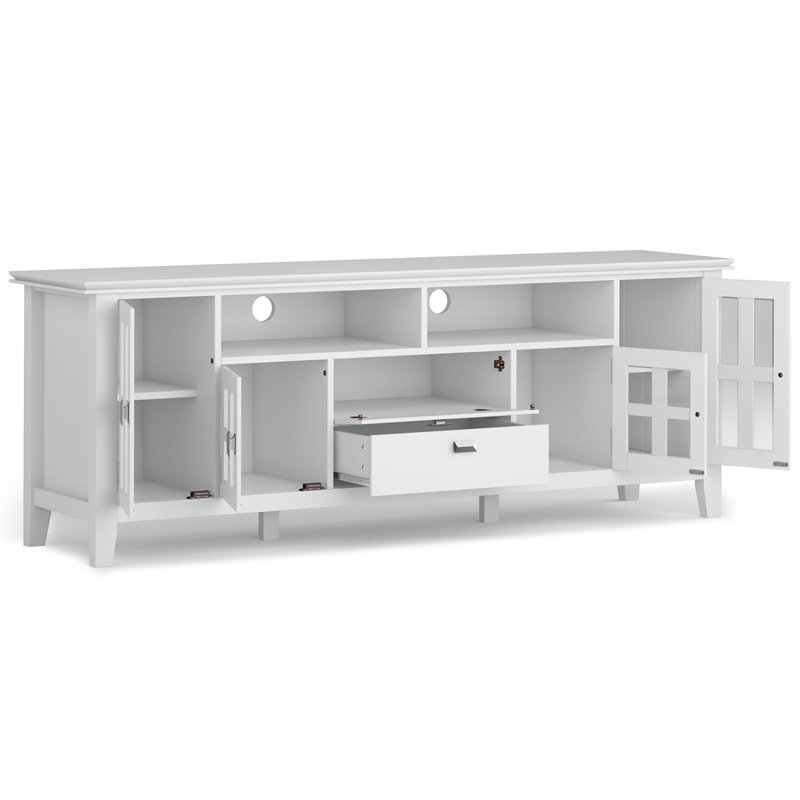 Pemberly Row Pine Wood Mission Style TV Stand & 2 Bookcases in White