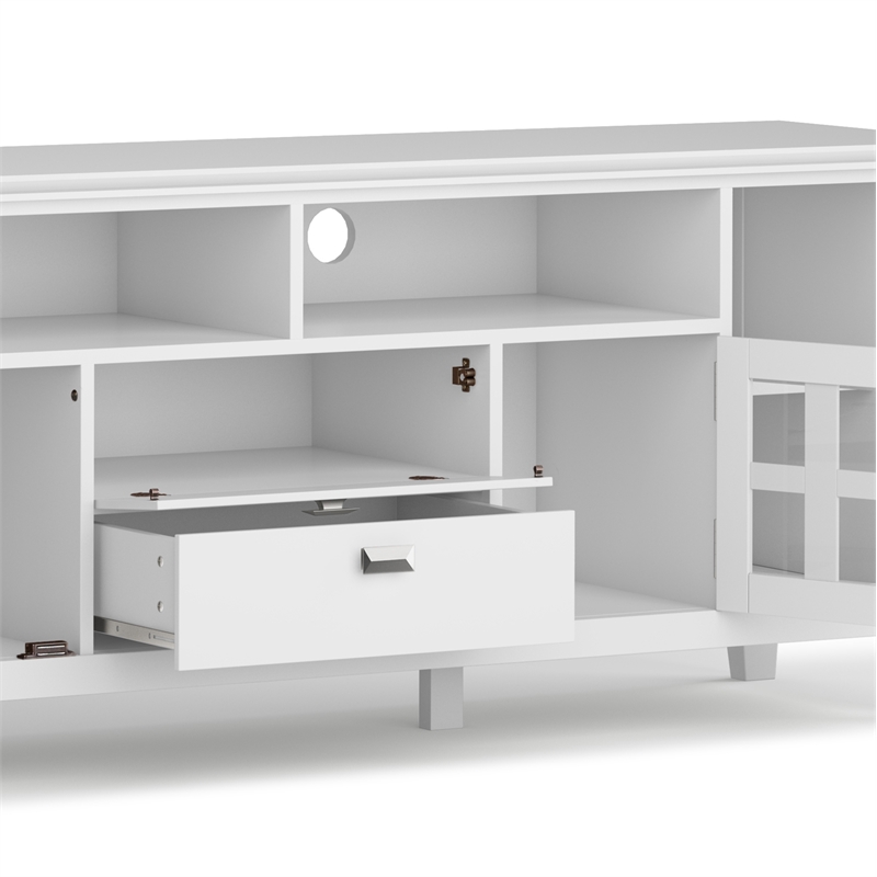 Pemberly Row Pine Wood Mission Style TV Stand & 2 Bookcases in White