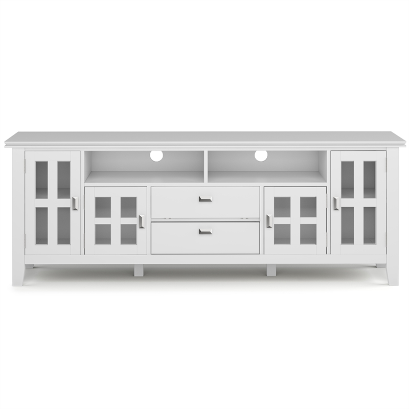 Pemberly Row Pine Wood Mission Style TV Stand & 2 Bookcases in White