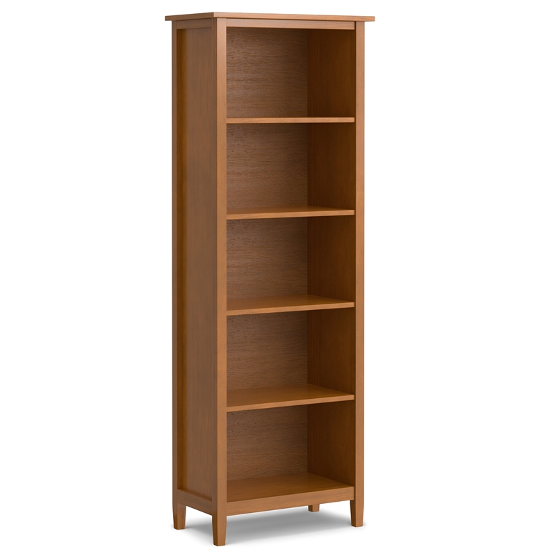 Pemberly Row Solid Wood 47 in TV Stand & 2 Bookcases Light Golden Brown