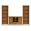Pemberly Row Solid Wood 47 in TV Stand & 2 Bookcases Light Golden Brown