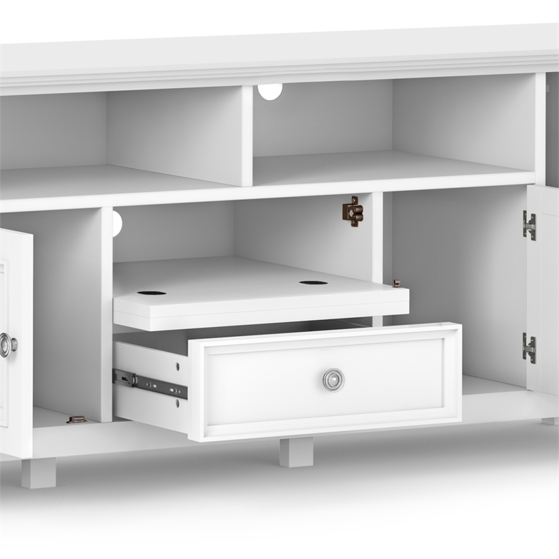 Pemberly Row White Solid Pine TV Stand & 2 Bookcases (Set of 3)