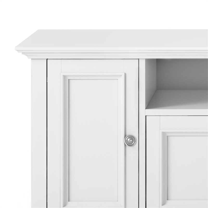 Pemberly Row White Solid Pine TV Stand & 2 Bookcases (Set of 3)