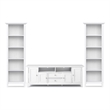 Pemberly Row White Solid Pine TV Stand & 2 Bookcases (Set of 3)