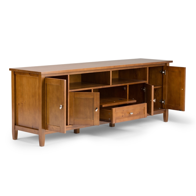 Pemberly Row Light Golden Pine TV Stand & 2 Bookcases (Set of 3)