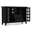 Pemberly Row 3-Piece Solid Pine TV Stand and 2 Tall Bookcases in Black