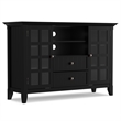 Pemberly Row 3-Piece Solid Pine TV Stand and 2 Tall Bookcases in Black