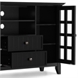 Pemberly Row 3-Piece Solid Pine TV Stand and 2 Tall Bookcases in Black
