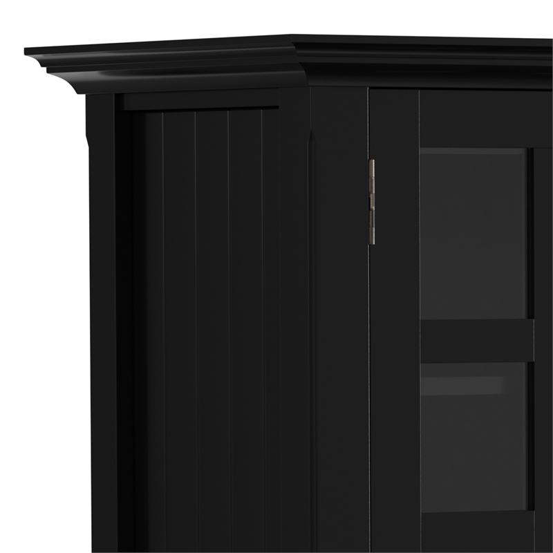 Pemberly Row 3-Piece Solid Pine TV Stand and 2 Tall Bookcases in Black