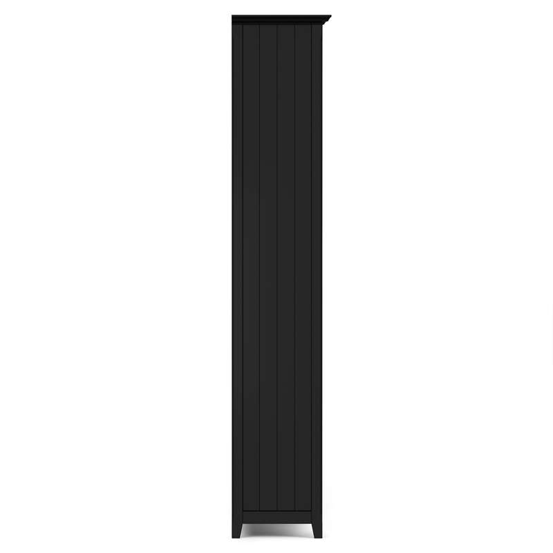 Pemberly Row 3-Piece Solid Pine TV Stand and 2 Tall Bookcases in Black