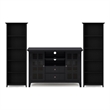 Pemberly Row 3-Piece Solid Pine TV Stand and 2 Tall Bookcases in Black