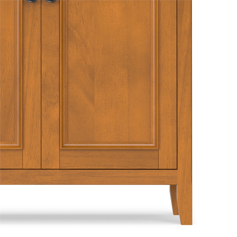 Pemberly Row Solid Wood 4 Door Storage Cabinet in Light Golden Brown