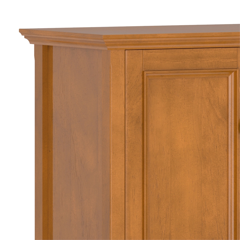 Pemberly Row Solid Wood 4 Door Storage Cabinet in Light Golden Brown