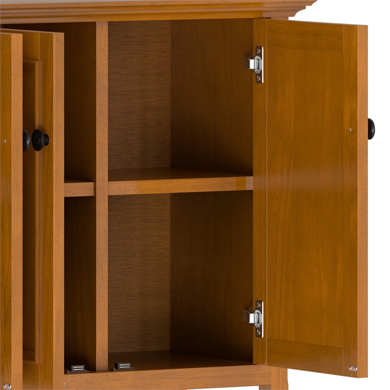 Pemberly Row Solid Wood 4 Door Storage Cabinet in Light Golden Brown