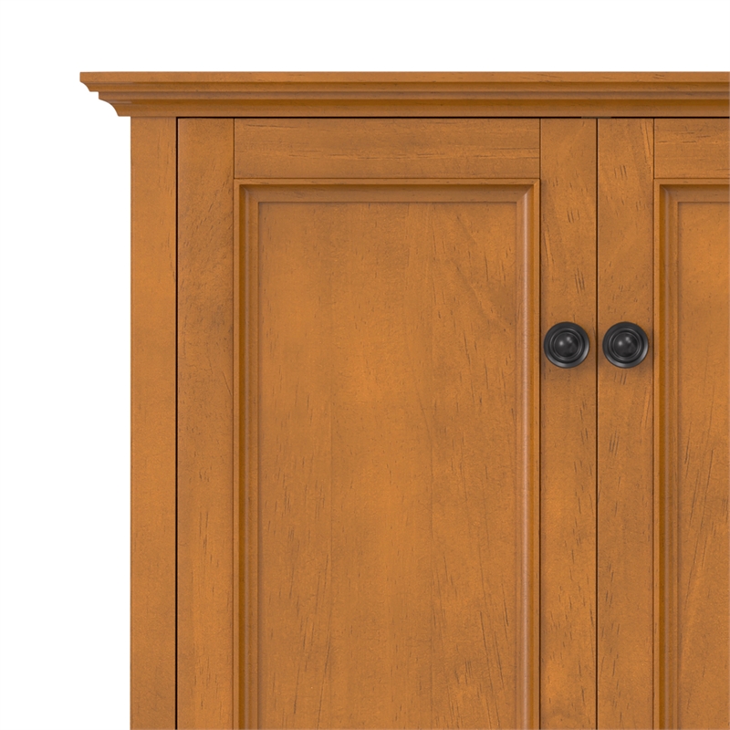 Pemberly Row Solid Wood 4 Door Storage Cabinet in Light Golden Brown
