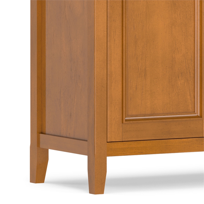 Pemberly Row Solid Wood 4 Door Storage Cabinet in Light Golden Brown