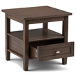 Pemberly Row Solid Wood End Table Set of 2 with Drawer in Farmhouse Brown