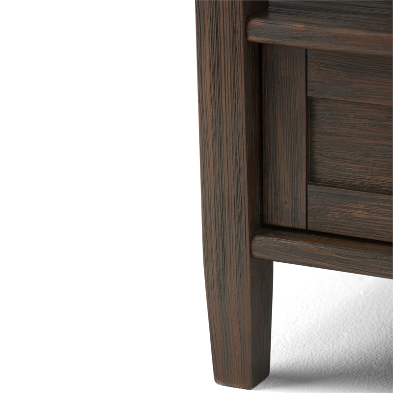 Pemberly Row Solid Wood End Table Set of 2 with Drawer in Farmhouse Brown