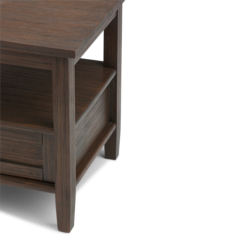 Pemberly Row Solid Wood End Table Set of 2 with Drawer in Farmhouse Brown