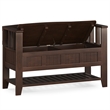 Pemberly Row Wood Storage Bench with Shelf and Cabinet in Brunette Brown