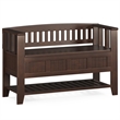Pemberly Row Wood Storage Bench with Shelf and Cabinet in Brunette Brown